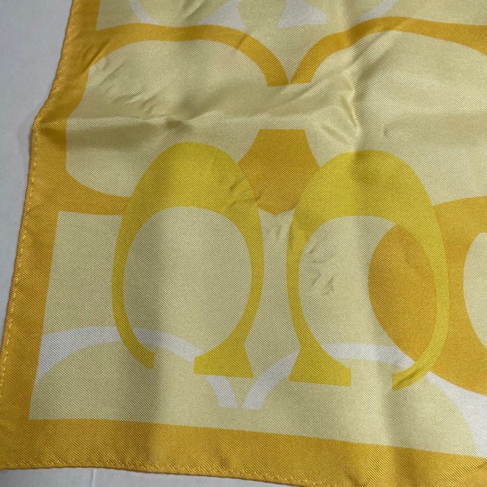 NWOT Coach 100% silk scarf beautiful bright yellow - Picture 6 of 10